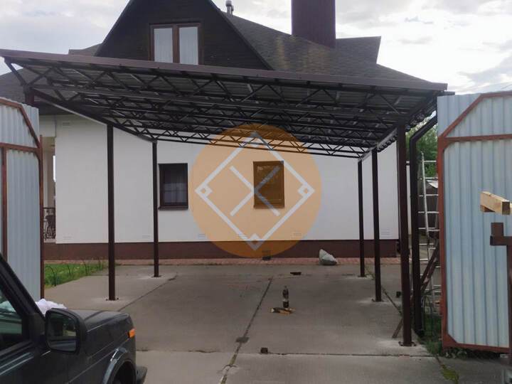 односкатный навес из металлочерепицы